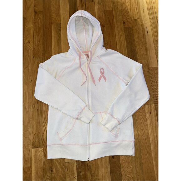 Pink Breast Cancer awareness ribbon flower outline‎ Hoodie - Picture 2 of 6